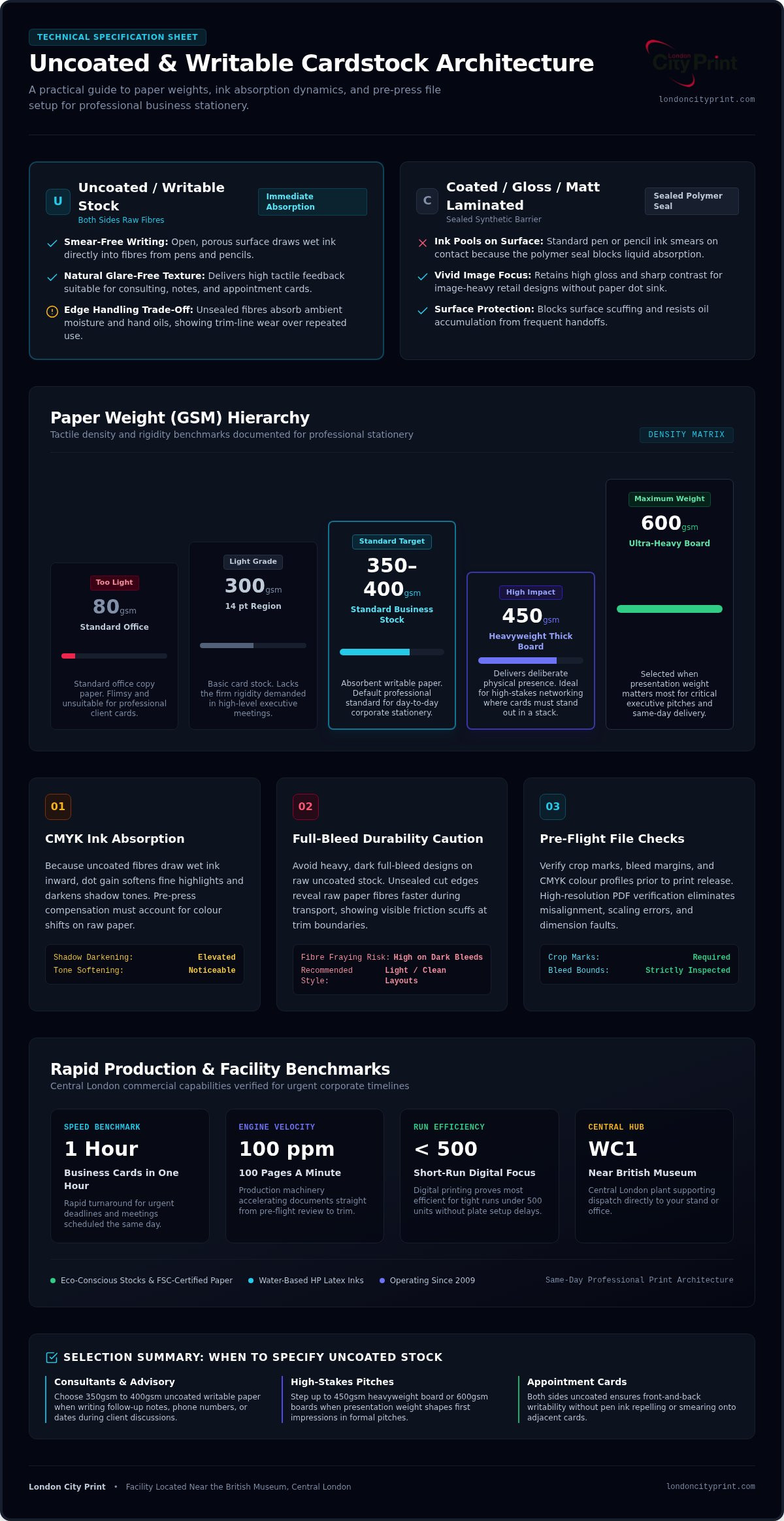 Uncoated business cards: 2026 pricing and technical specifications